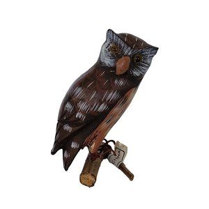 Owl Wood Mini Sculpture Hand Carved Hand Painted Collectible Figurine